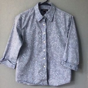 Lands End Patterned 3/4 Sleeve Blouse size 10